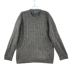 Line of Trade Mariner Sweater Men XL Gray 100% Shetland Wool CableKnit Fisherman